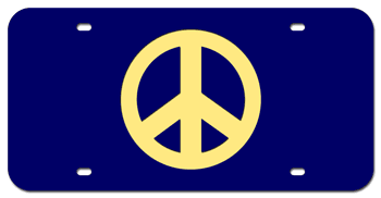 PEACE SYMBOL BLUE LASER LICENSE PLATE