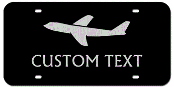 AIRPLANE BLACK AND SILVER LASER LICENSE PLATE WITH YOUR CUSTOM TEXT