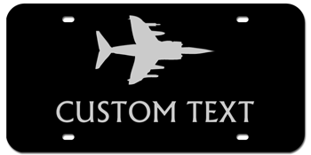 JET 1 BLACK AND SILVER LASER LICENSE PLATE WITH YOUR CUSTOM TEXT