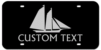 BOAT BLACK AND SILVER LASER LICENSE PLATE WITH YOUR CUSTOM TEXT