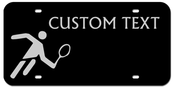 TENNIS BLACK AND SILVER LASER LICENSE PLATE WITH YOUR CUSTOM TEXT