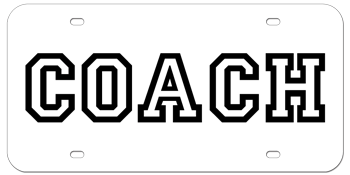 COACH WHITE LASER LICENSE PLATE - BLACK LETTERS