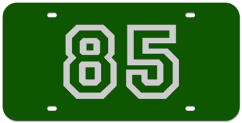 CUSTOM VARSITY GREEN LASER LICENSE PLATE - SILVER NUMBER