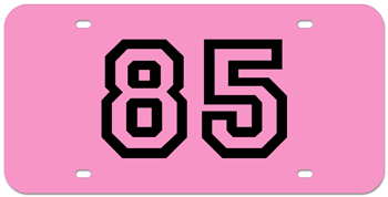 CUSTOM VARSITY PINK LASER LICENSE PLATE - BLACK NUMBER