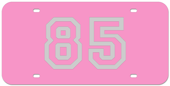 CUSTOM VARSITY PINK LASER LICENSE PLATE - SILVER NUMBER