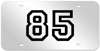 CUSTOM VARSITY SILVER LASER LICENSE PLATE - BLACK NUMBER