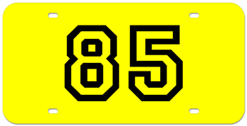 CUSTOM VARSITY YELLOW LASER LICENSE PLATE - BLACK NUMBER