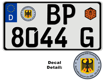 GERMAN  LICENSE PLATE FOR FEDERAL POLICE USA SIZE -