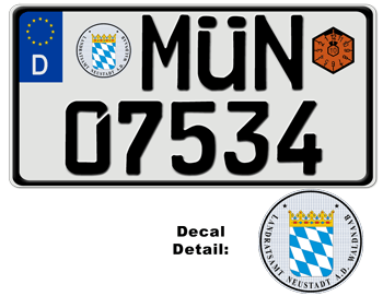 GERMAN LICENSE PLATE MUNICH USA SIZE
