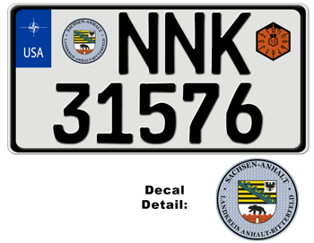 GERMAN LICENSE PLATE SACHSEN-ANHALT USA SIZE