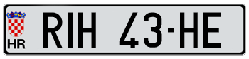 CROATIA EURO LICENSE PLATE -