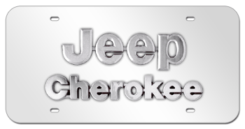JEEP CHROME NAME & CHEROKEE NAME 3D MIRROR LICENSE PLATE