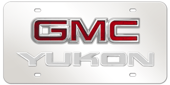 GMC CHROME EMBLEM & YUKON NAME 3D MIRROR LICENSE PLATE