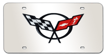 CORVETTE FLAG EMBLEM 3D MIRROR LICENSE PLATE