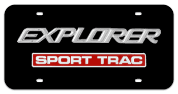 EXPLORER SPORT TRAC CHROME NAME 3D BLACK LICENSE PLATE