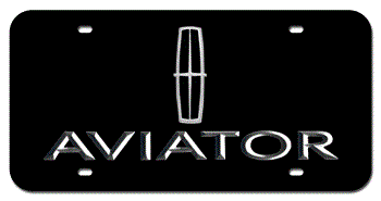 LINCOLN CHROME BLACK EMBLEM & AVIATOR NAME 3D BLACK LICENSE PLATE