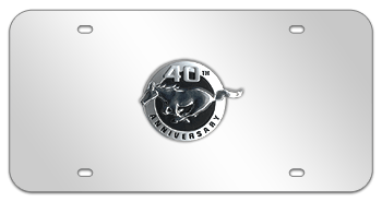 MUSTANG 40TH ANNIVERSARY CHROME EMBLEM 3D MIRROR LICENSE PLATE