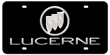 BUICK CHROME EMBLEM AND LASER CUT LUCERNE NAME 3D BLACK LICENSE PLATE