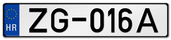 CROATIA EEC EURO LICENSE PLATE -