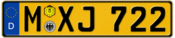 GERMAN LICENSE PLATE EUROPEAN RTEFLECTIVE YELLOW -