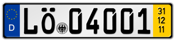 GERMAN TEMPORARY LICENSE PLATE 2011 ISSUED FROM JANUARY 1, 1994 TO PRESENT -