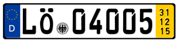 GERMAN TEMPORARY LICENSE PLATE 2015 ISSUED FROM JANUARY 1, 1994 TO PRESENT