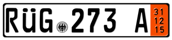 GERMAN TEMPORARY 2015 (ZOLL) EURO SIZE LICENSE PLATE ISSUED FROM 1989 TO PRESENT -