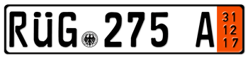 GERMAN TEMPORARY 2017 (ZOLL) EURO SIZE LICENSE PLATE ISSUED FROM 1989 TO PRESENT -