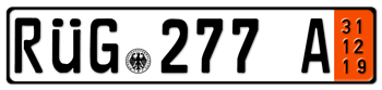 GERMAN TEMPORARY 2019 (ZOLL) LICENSE PLATE ISSUED FROM 1989 TO PRESENT -