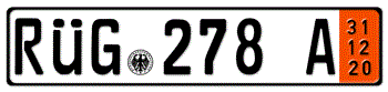GERMAN TEMPORARY 2020 (ZOLL) LICENSE PLATE ISSUED FROM 1989 TO PRESENT -