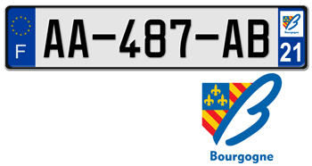 FRANCE REGION (BOURGOGNE) 2009 ISSUE EURO (EEC) LICENSE PLATE PERFECT FOR YOUR BUGATTI, Citroën, RENAULT, PEUGEOT, OR SIMCA --