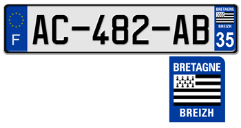 FRANCE REGION (BRETAGNE) 2009 ISSUE EURO (EEC) LICENSE PLATE PERFECT FOR YOUR BUGATTI, Citroën, RENAULT, PEUGEOT, OR SIMCA --