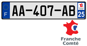 FRANCE REGION (FRANCHE-COMTE) 2009 ISSUE EURO (EEC) LICENSE PLATE PERFECT FOR YOUR BUGATTI, Citroën, RENAULT, PEUGEOT, OR SIMCA --