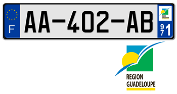 FRANCE REGION (GUADELOUPE) 2009 ISSUE EURO (EEC) LICENSE PLATE PERFECT FOR YOUR BUGATTI, Citroën, RENAULT, PEUGEOT, OR SIMCA --