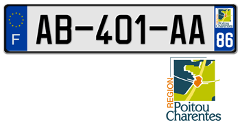 FRANCE REGION (POITOU-CHARENTES) 2009 ISSUE EURO (EEC) LICENSE PLATE PERFECT FOR YOUR BUGATTI, Citroën, RENAULT, PEUGEOT, OR SIMCA --