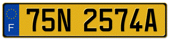 FRANCE EURO (EEC) YELLOW REAR LICENSE  PLATE  --
