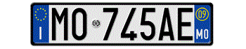 ITALY FRONT LICENSE  PLATE - PROVINCE OF MODENA (MO) EURO (EEC) - WITH REGISTRATION DATE 09 - PERFECT FOR YOUR FIAT, LAMBORGHINI, BUGATTI, OR ALFA ROMEO --