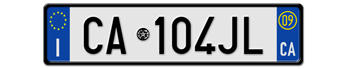 ITALY FRONT LICENSE PLATE - PROVINCE OF CAGLIARI (CA) EURO (EEC) WITH REGISTRATION DATE 09 -   PERFECT FOR YOUR FIAT, LAMBORGHINI, BUGATTI, OR ALFA ROMEO --