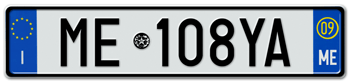 ITALY - PROVINCE OF MESSINA (ME) EURO (EEC) REAR LICENSE  PLATE  WITH REGISTRATION DATE 09. PERFECT FOR YOUR FIAT, LAMBORGHINI, BUGATTI, OR ALFA ROMEO --