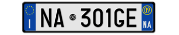 ITALY FRONT LICENSE PLATE - PROVINCE OF NAPLES (NA) EURO (EEC) WITH REGISTRATION DATE 09 -   PERFECT FOR YOUR FIAT, LAMBORGHINI, BUGATTI, OR ALFA ROMEO --