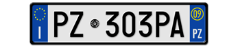 ITALY FRONT LICENSE PLATE - PROVINCE OF POTENZA (PZ) EURO (EEC) WITH REGISTRATION DATE 09 -   PERFECT FOR YOUR FIAT, LAMBORGHINI, BUGATTI, OR ALFA ROMEO --