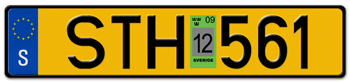 SWEDEN EURO (EEC) LICENSE  PLATE PERFECT FOR YOUR VOLVO OR SAAB  --