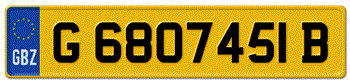 GIBRALTAR EURO (EEC) 11 CHARACTER REAR LICENSE PLATE