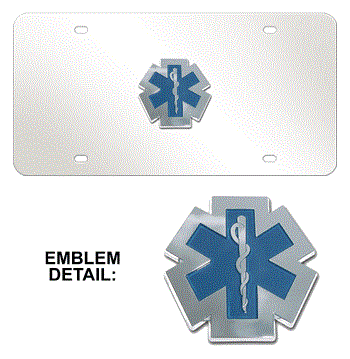 EMS CHROME EMBLEM 3D MIRROR LICENSE PLATE