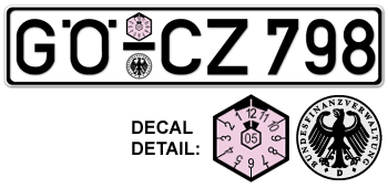 GERMAN EURO LICENSE  PLATE ISSUED BETWEEN 1900 TO 1989 -