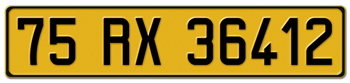 FRANCE EURO REFLECTIVE YELLOW REAR LICENSE  PLATE (NEW FONT) ISSUED 1993 - 2000 -