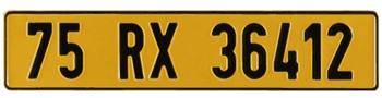 FRANCE EURO REFLECTIVE YELLOW REAR LICENSE PLATE ISSUED 1993 - 2000 PERFECT FOR YOUR BUGATTI, CITROÃ‹N, RENAULT, PEUGEOT, OR SIMCA --