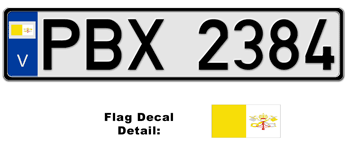 VATICAN CITY EUROSTYLE LICENSE PLATE --