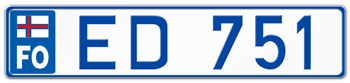 FAEROE ISLANDS EUROSTYLE LICENSE PLATE --
