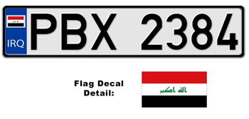 IRAQ EUROSTYLE LICENSE  PLATE  --